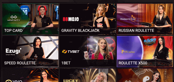 Juega a juegos en vivo en el casino 1xSlots Selecciona el juego