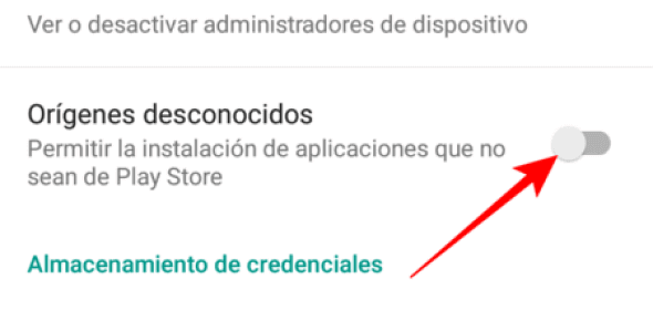 Permitir descargas de fuentes desconocidas Descargas de fuentes desconocidas